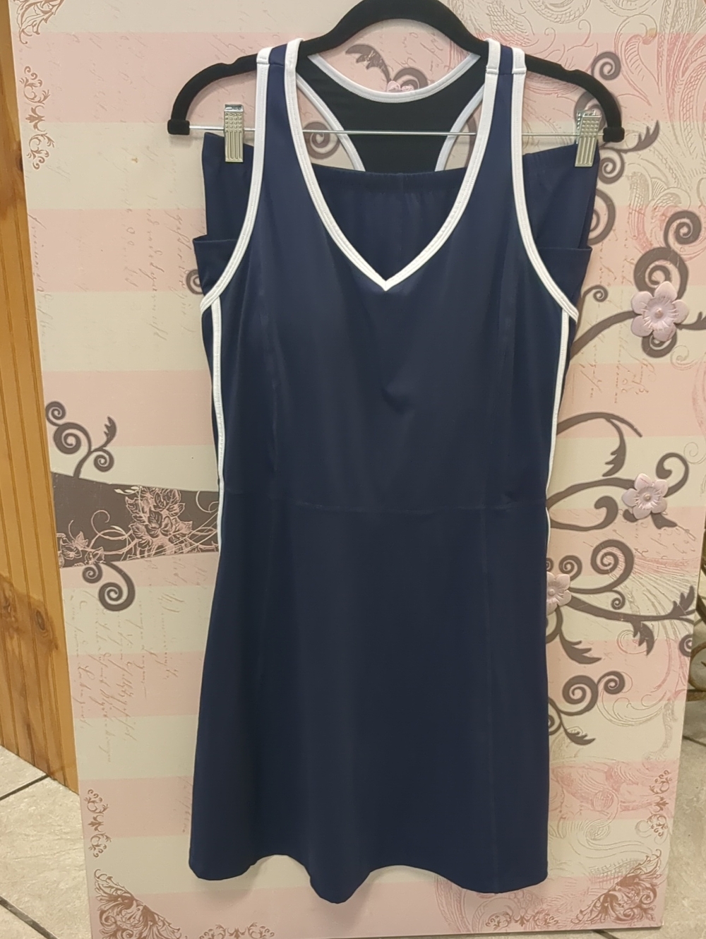 Navy Golf Dress Set with White Trim
